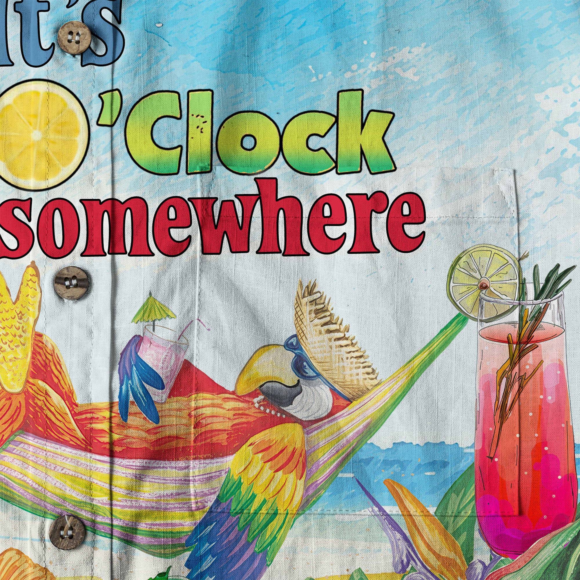 Parrot It’S 5 O’Clock Somewhere Hawaiian Shirt, Parrot on Hammock Hawaiian Shirt - The Palmix