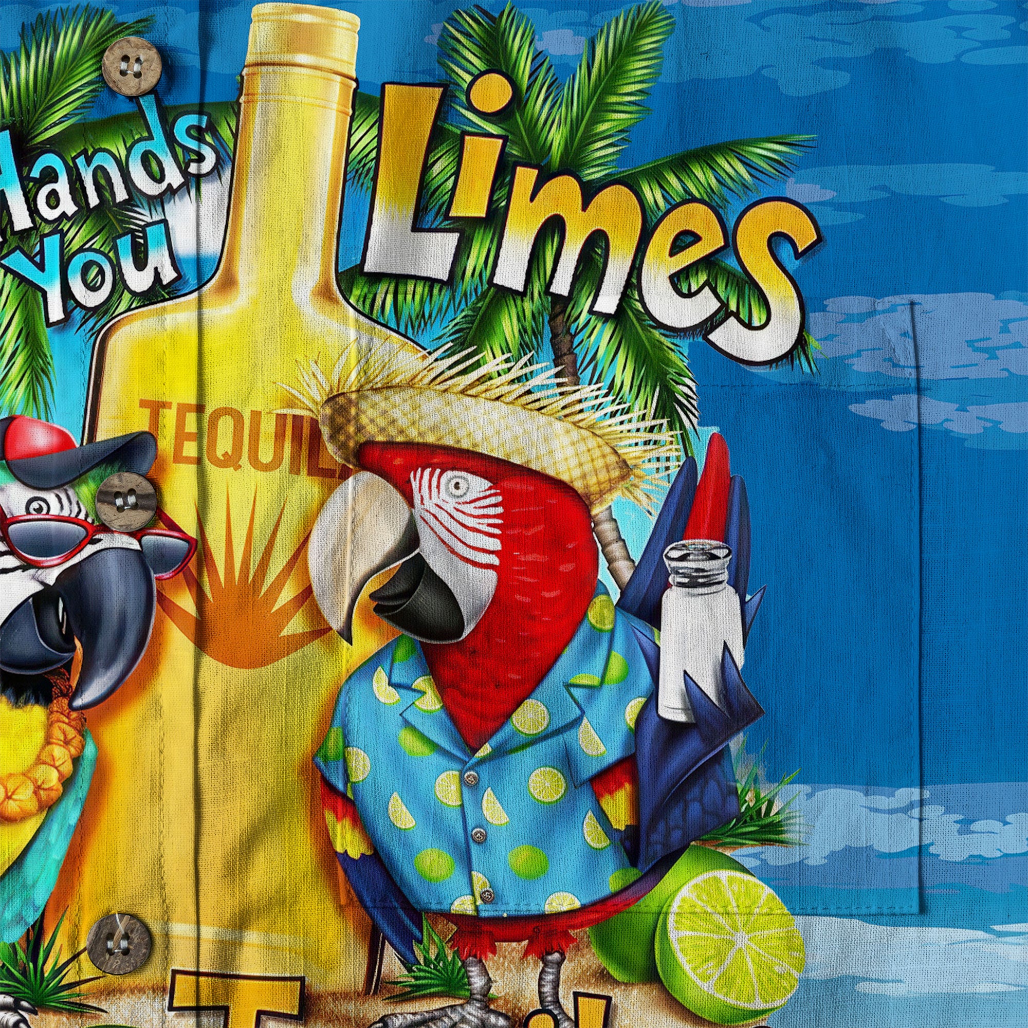 When Life Hands You Limes Parrot Hawaiian Shirt, Tequlia Parrot Hawaiian Shirt