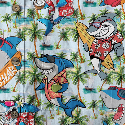 Sharks Aloha Hawaiian Shirt, Shark Surfing Hawaiian Shirt - The Palmix