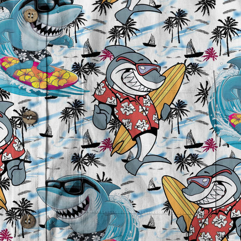 Sharks Aloha Hawaiian Shirt, Beach Summer Shark Surfing Hawaiian Shirt - The Palmix