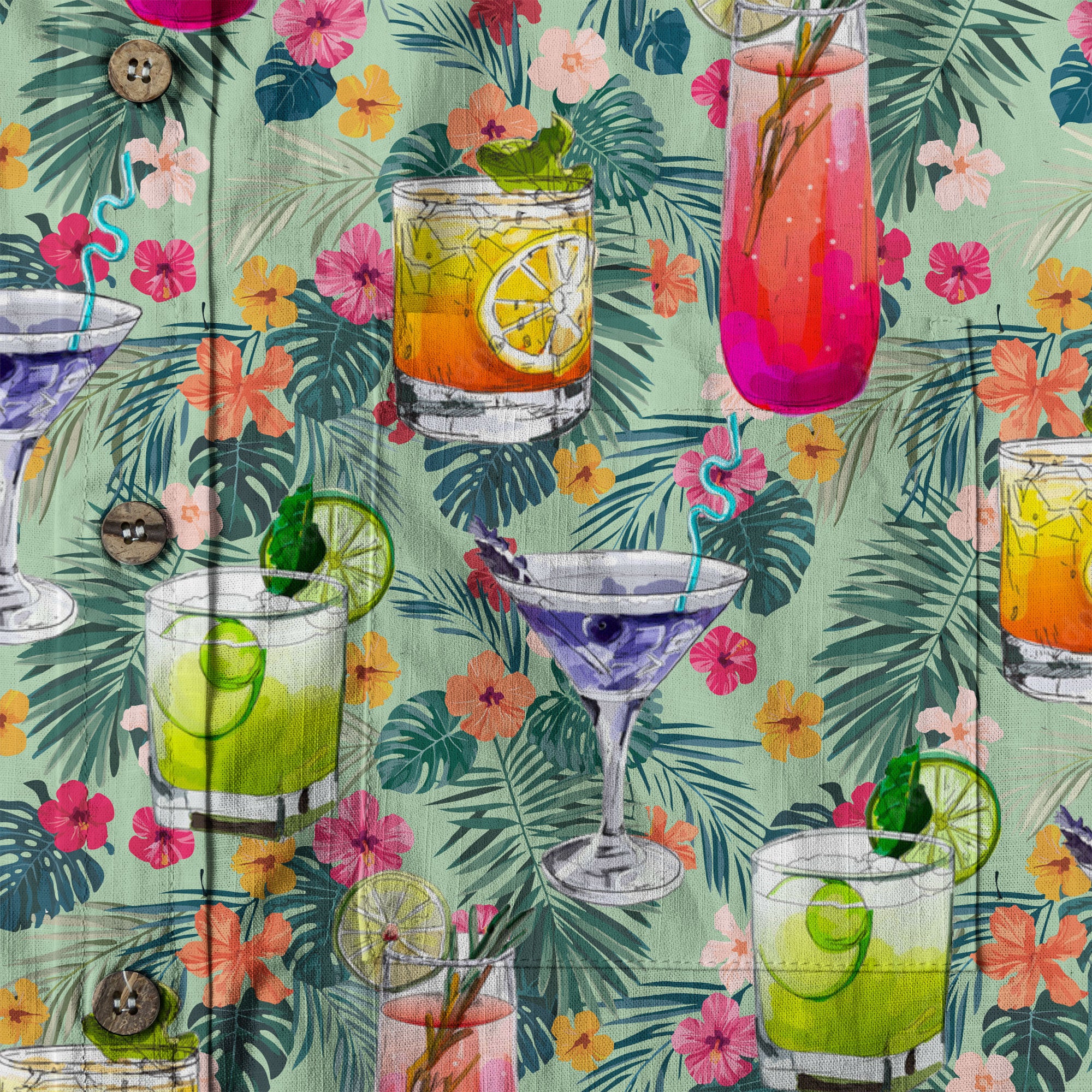 Cocktail Aloha Hawaiian Shirt, Summer Hawaiian Shirt - The Palmix