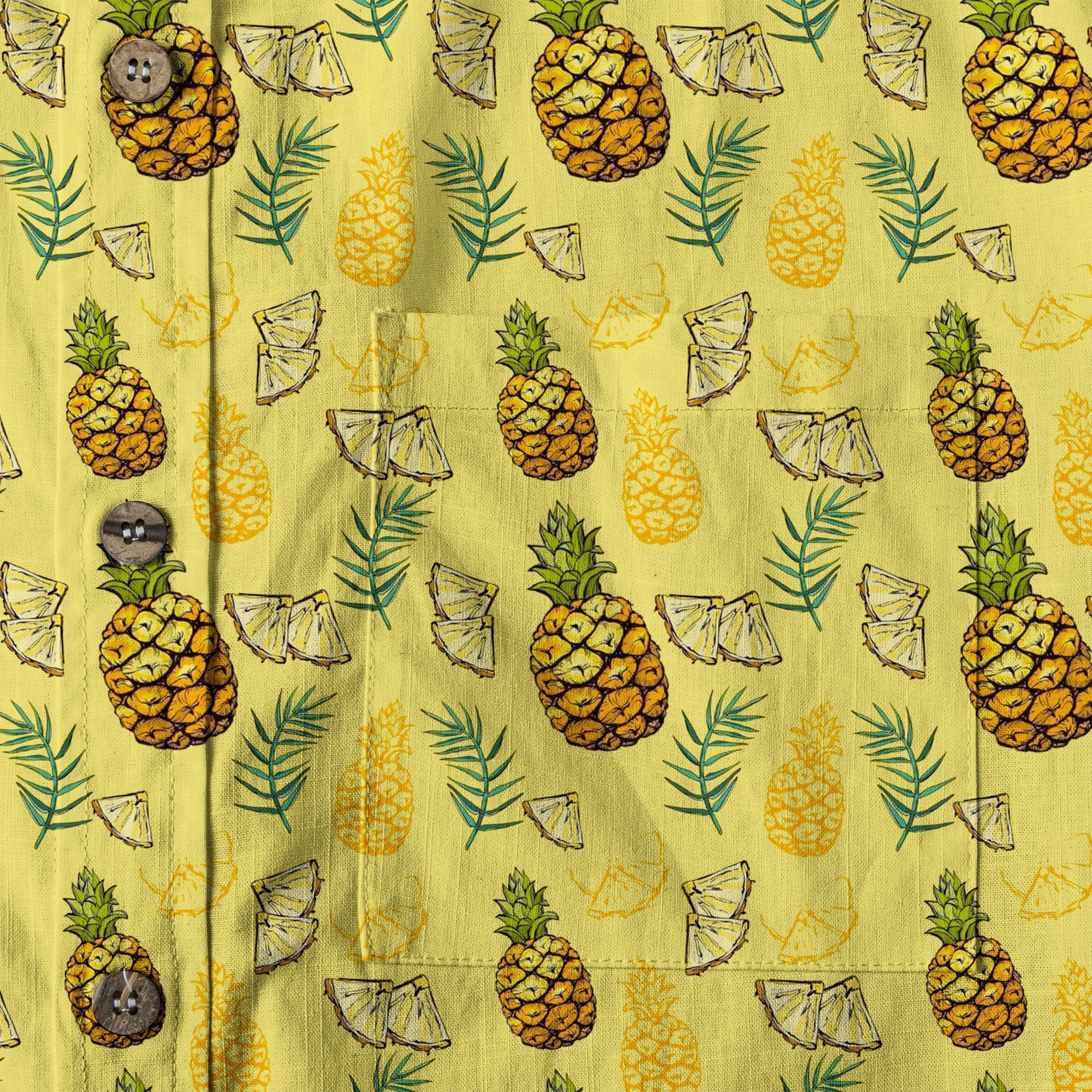 Tropical Floral Pattern Hawaii Shirt, Tropical Pineapple Print Hawaiian Shirt - The Palmix