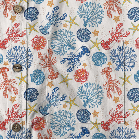 Ocean Animals Hawaiian Button Up Shirt, Optopus Summer Beach Shirt - The Palmix