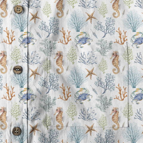 Ocean Animals Hawaiian Button Up Shirt, Optopus Summer Beach Shirt - The Palmix
