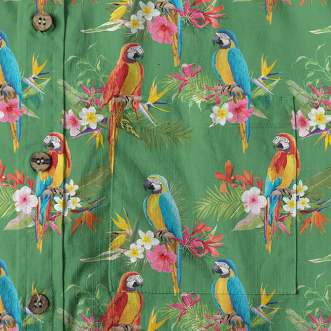 Parrot Hawaiian Button Up Shirt, Aloha Pattern Summer Beach Shirt - The Palmix