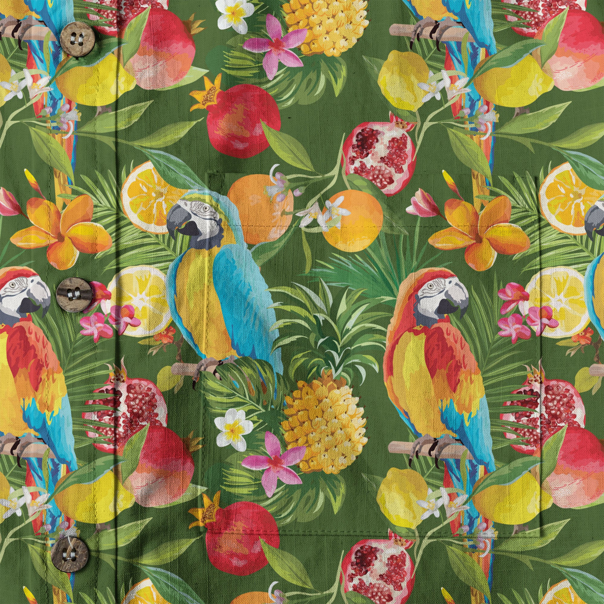 Parrot Hawaiian Button Up Shirt, Aloha Pattern Summer Beach Shirt - The Palmix
