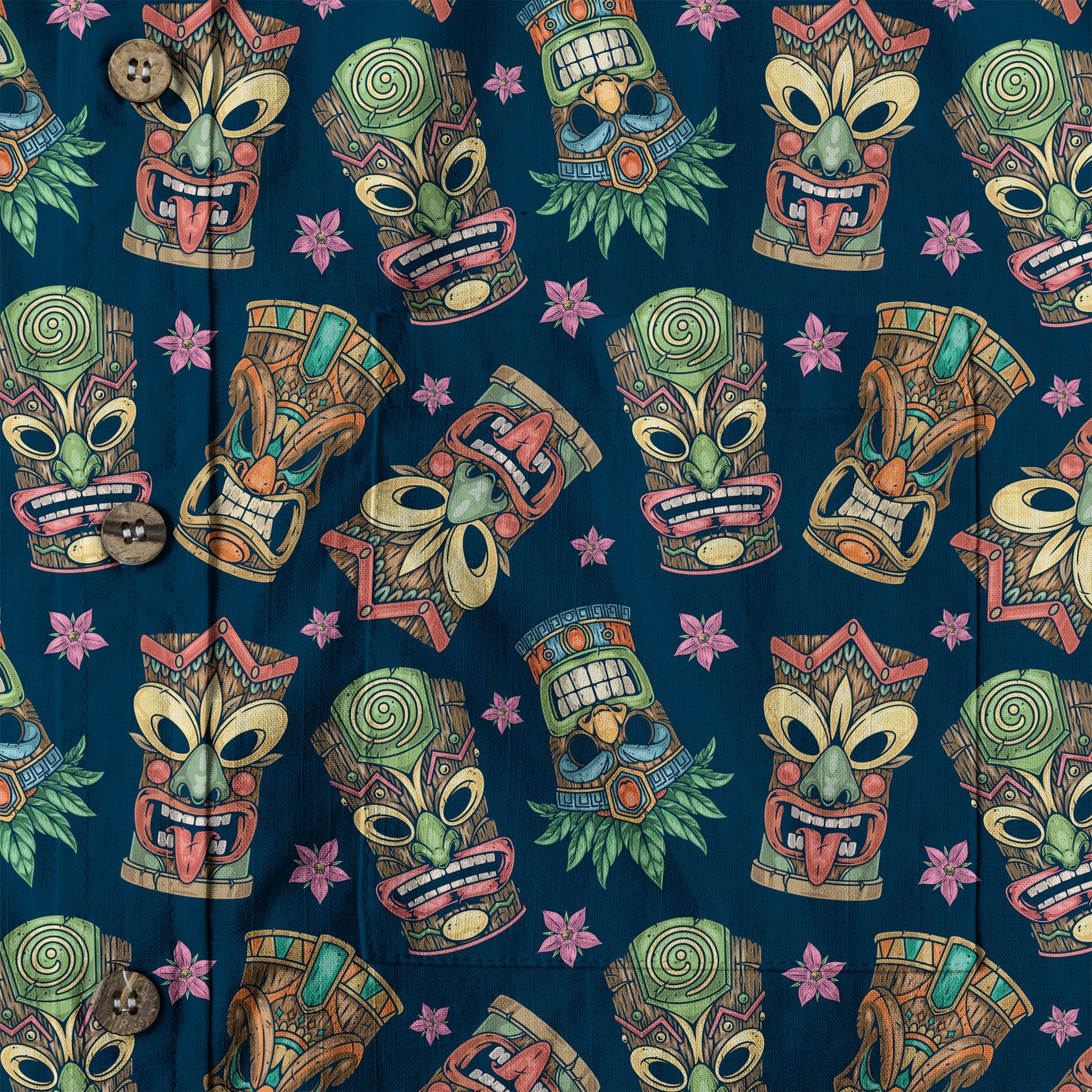 Tiki Mask Pattern Hawaii Shirt for Men, Aloha Hawaii Shirt - The Palmix