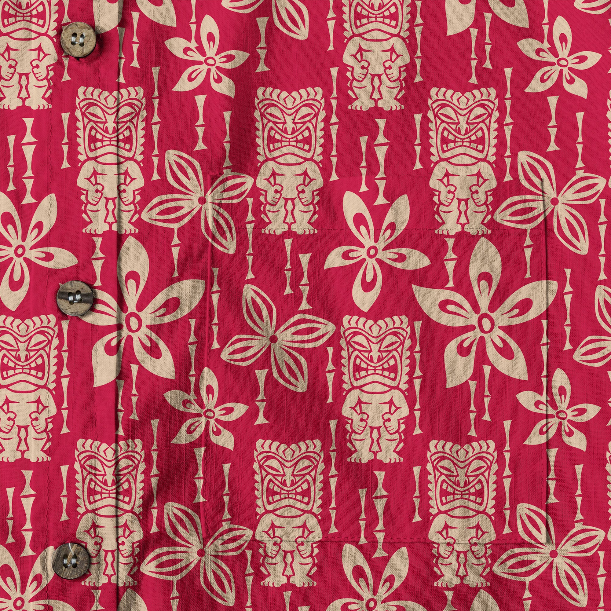 Tiki Mask Pattern Hawaii Shirt for Men, Aloha Flowers Hawaii Shirt - The Palmix