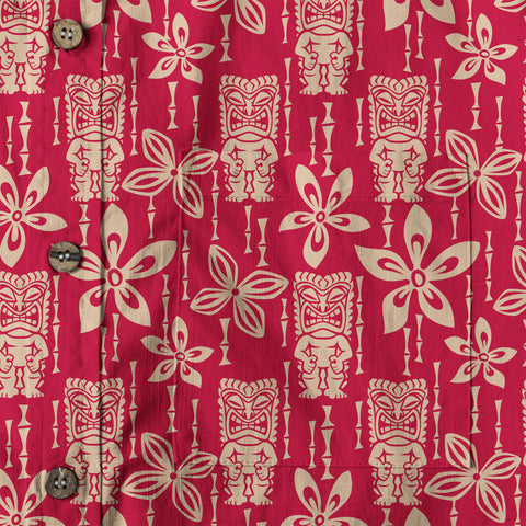 Tiki Mask Pattern Hawaii Shirt for Men, Aloha Flowers Hawaii Shirt - The Palmix