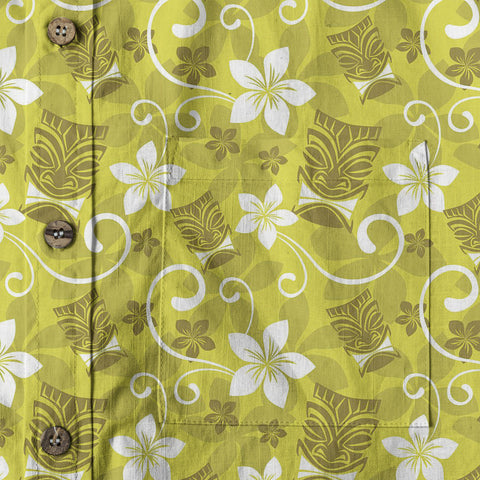 Tiki Mask Pattern Hawaii Shirt for Men, Aloha Floral Pattern Hawaii Shirt - The Palmix