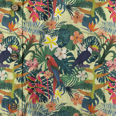 Vintage Parrots Hawaii Shirt for Men, Aloha Pattern Hawaii Shirt - The Palmix