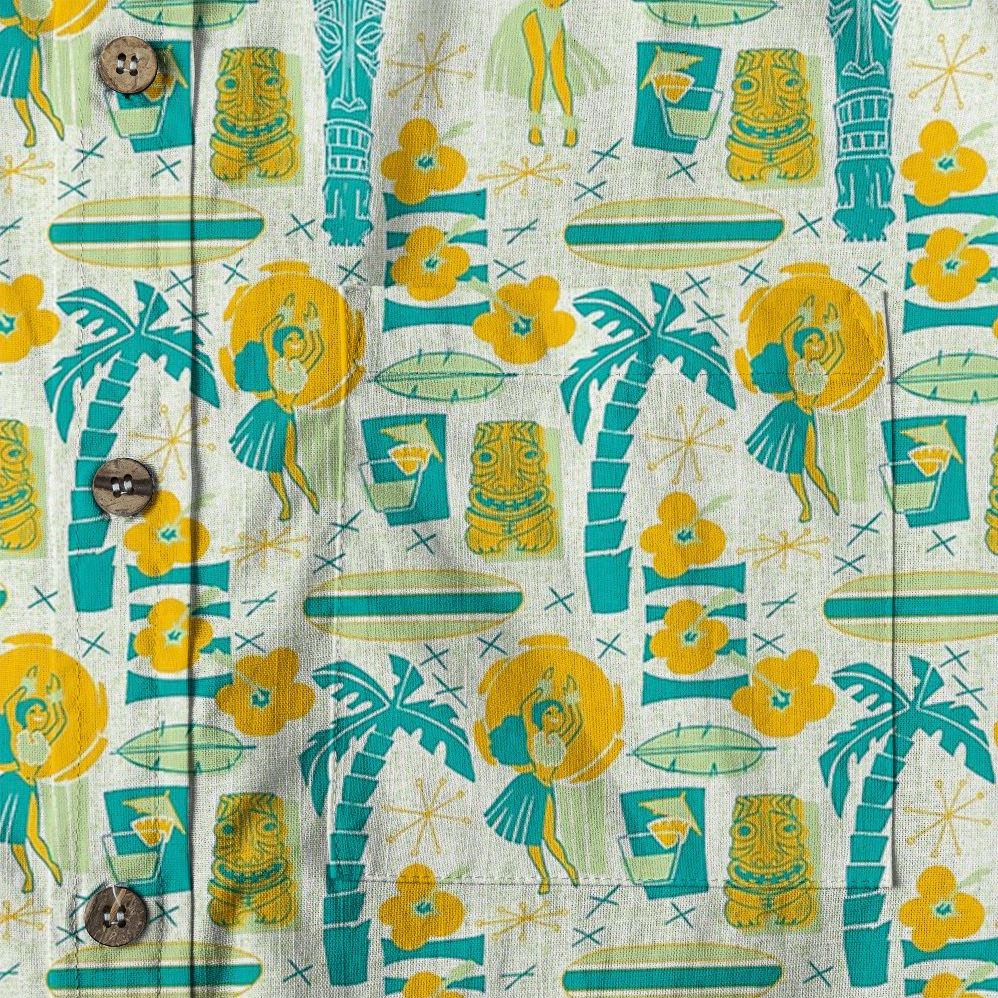 Surfing Tiki Mask Pattern Hawaii Shirt for Men, Tiki Mask Hawaiian Shirt - The Palmix