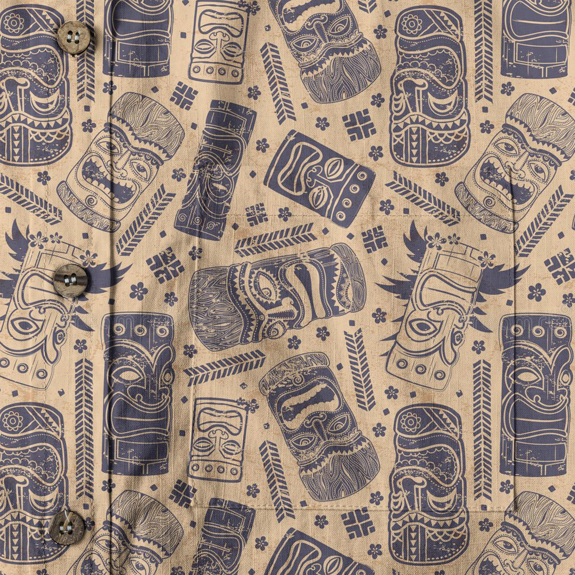 Surfing Tiki Mask Pattern Hawaii Shirt for Men, Tiki Mask Hawaiian Shirt - The Palmix