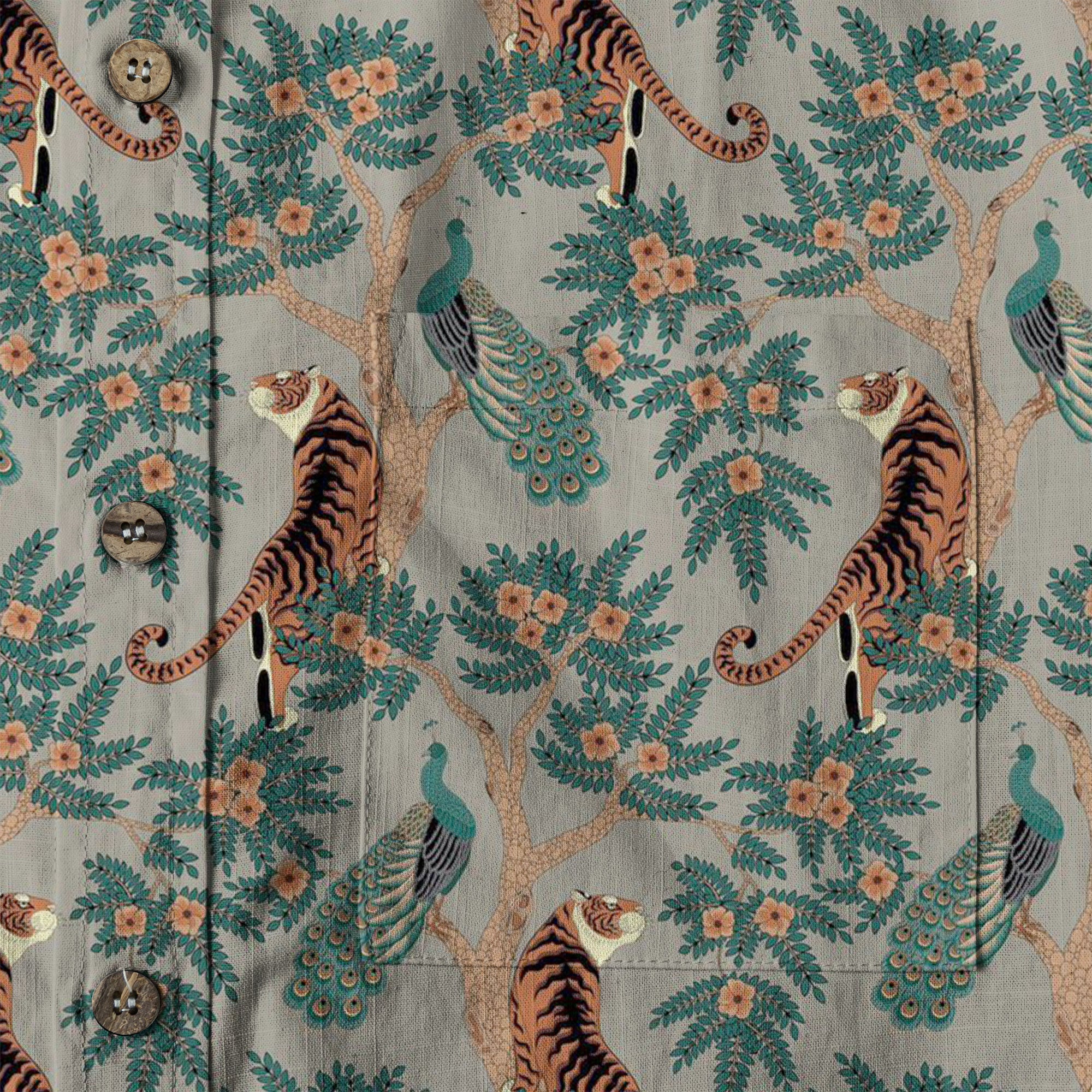 Tiger And Peacock Jungle Aloha Hawaiian Shirt - The Palmix