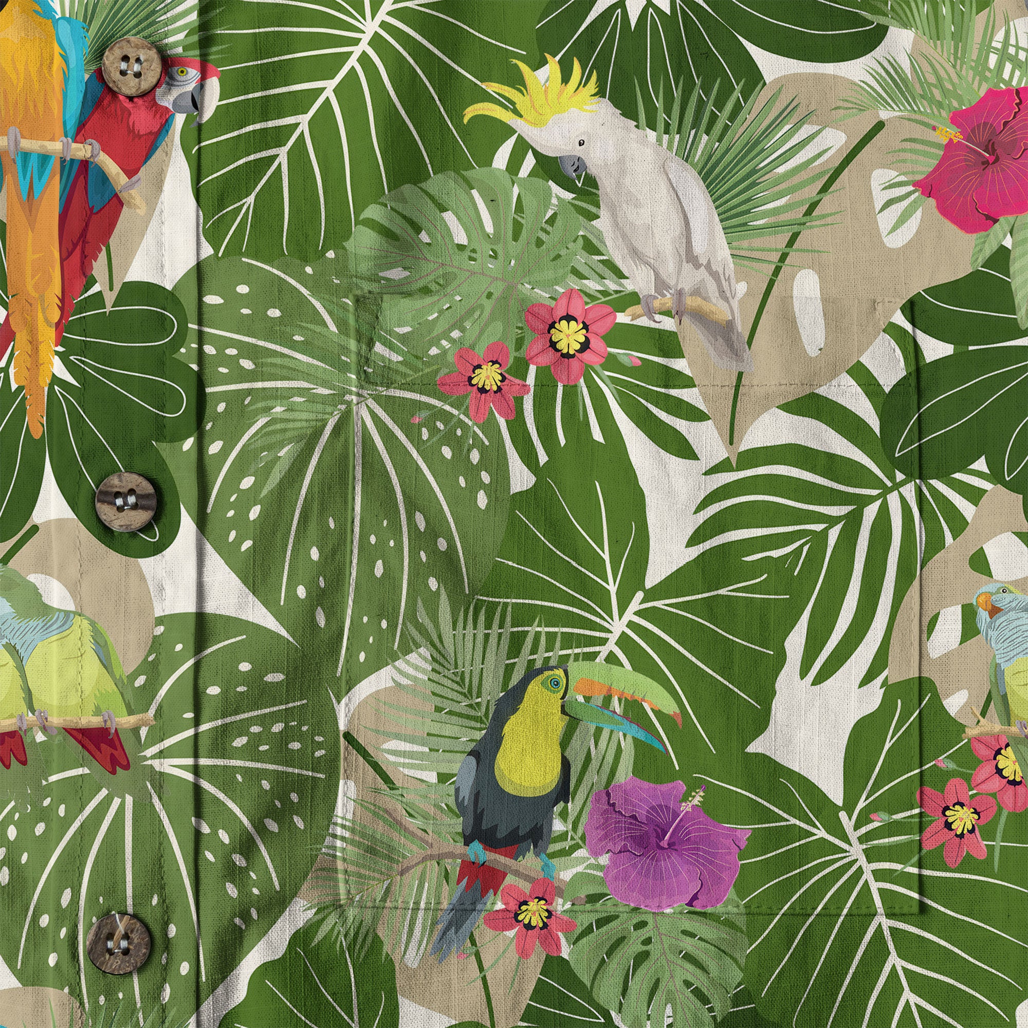 Vintage Tropical Parrots Butterfly Hawaiian Shirt Colorful Garden Flowers Shirt - The Palmix
