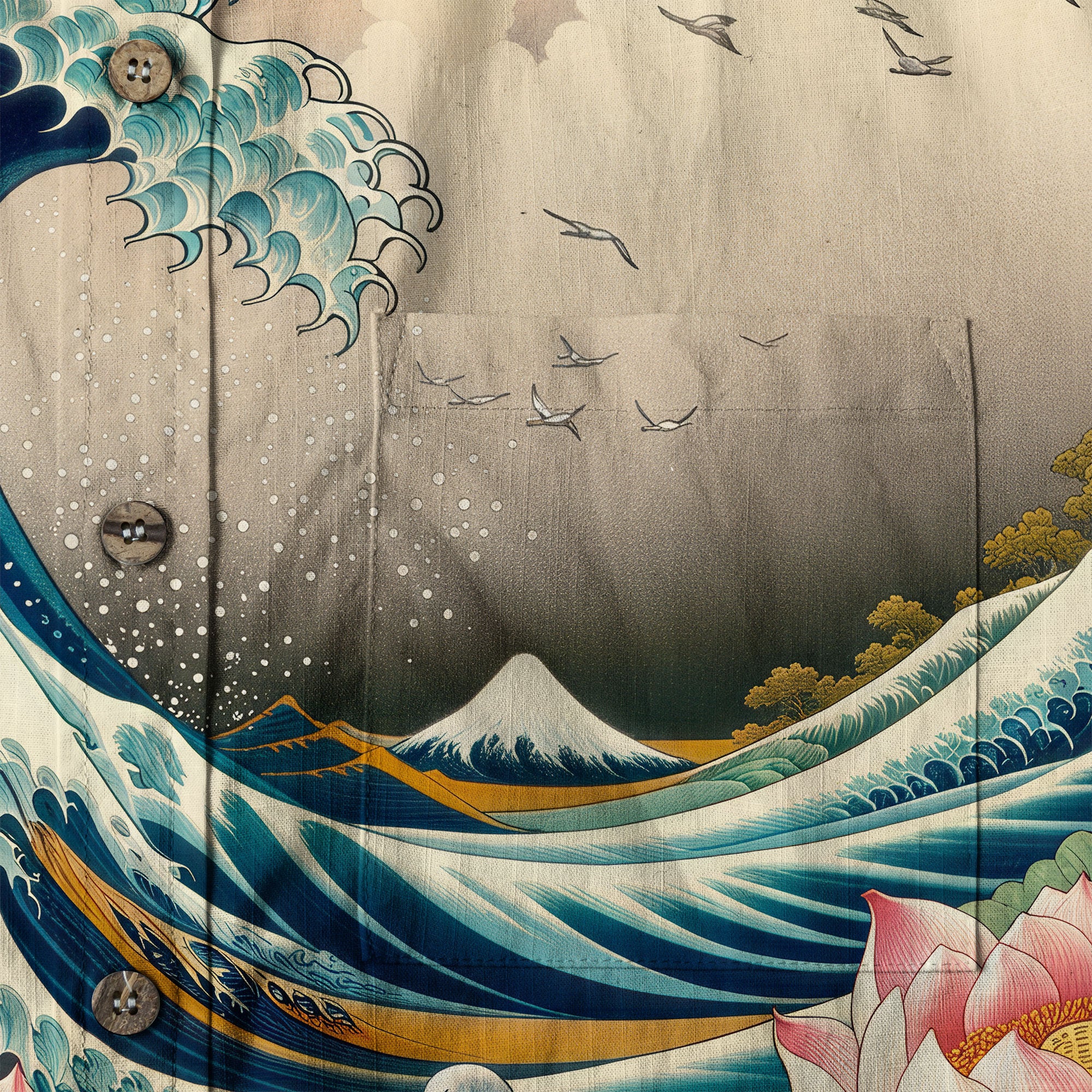 Crane Sakura Japanese Hawaiian Shirt Ocean Wave Koi Carp Fish Hawaiian - The Palmix