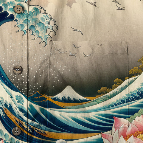 Crane Sakura Japanese Hawaiian Shirt Ocean Wave Koi Carp Fish Hawaiian - The Palmix