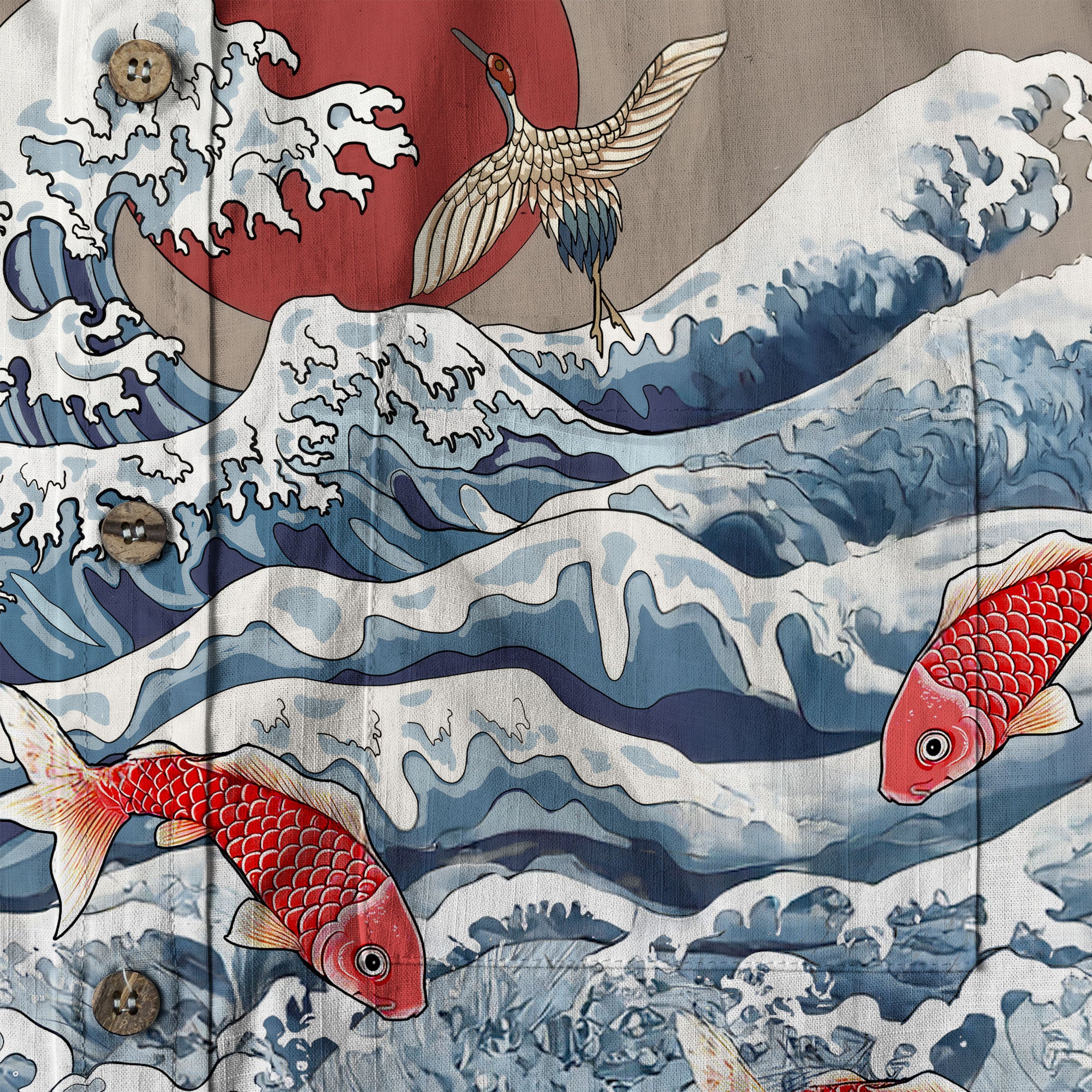Animals Japanese Koifish Crane Hawaiian Shirt Beach Vacation Hawaiian - The Palmix