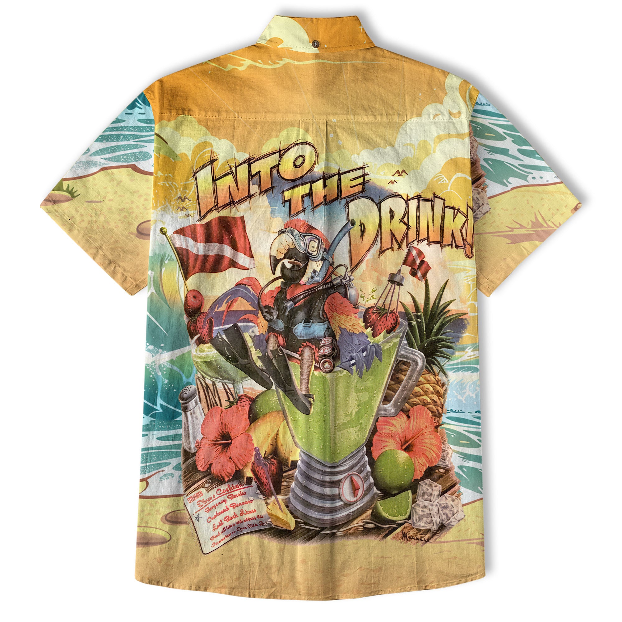 Into The Drink Parrot Aloha Hawaiian Shirt, Parrot Cocktail Hawaiian Shirt - The Palmix
