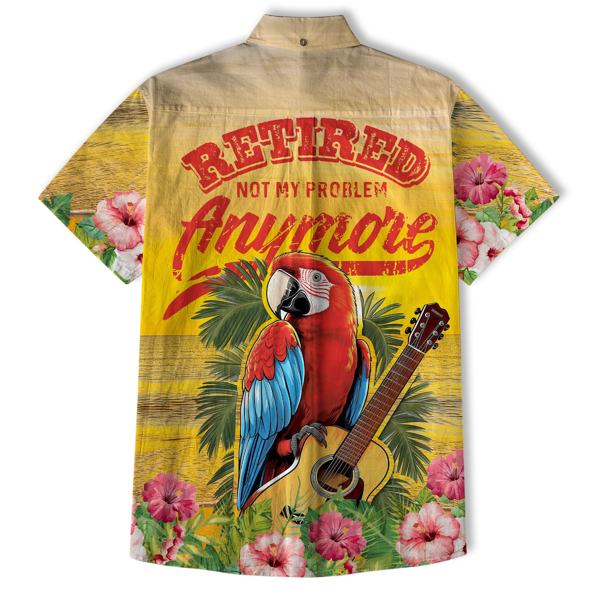 Sunset Beach Parrots Party Shirts Retired Not My Problem Anymore Hawaiian Shirt - The Palmix