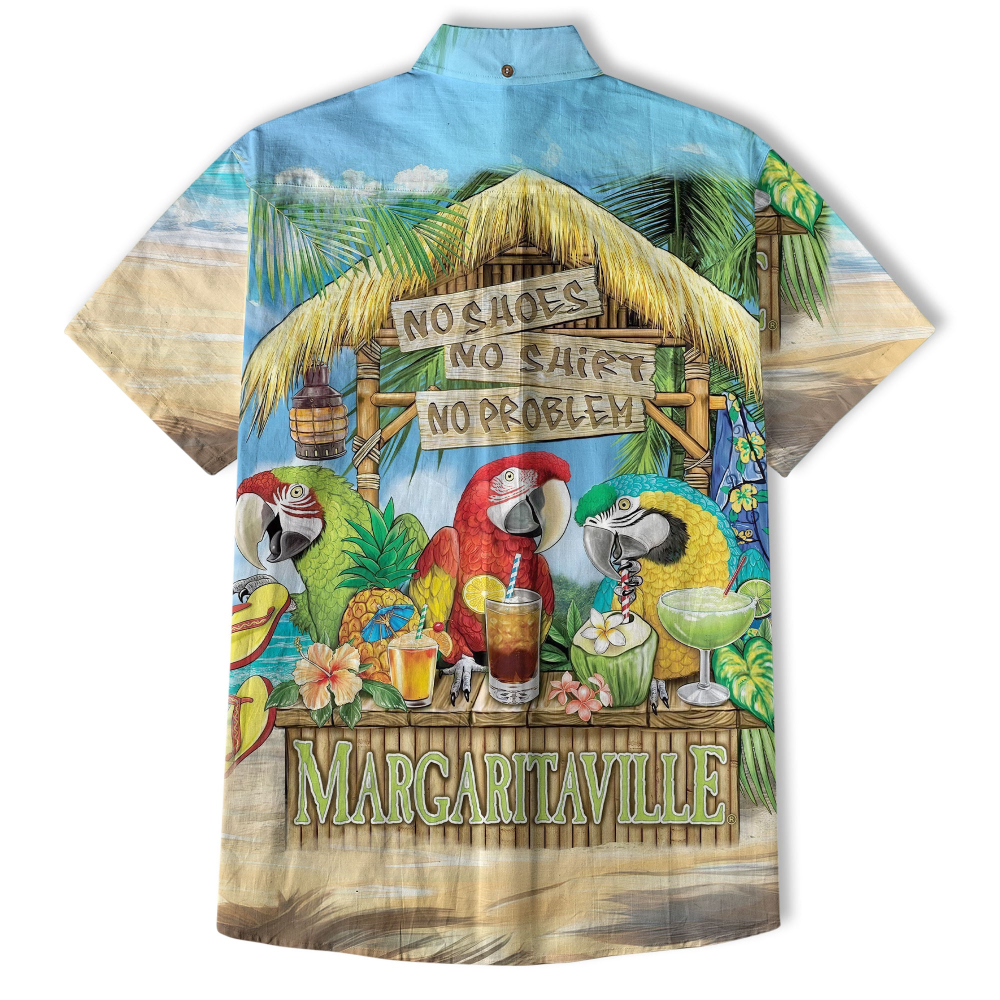 No Shoes No Shirt No Problem Parrot Aloha Hawaiian Shirt - The Palmix