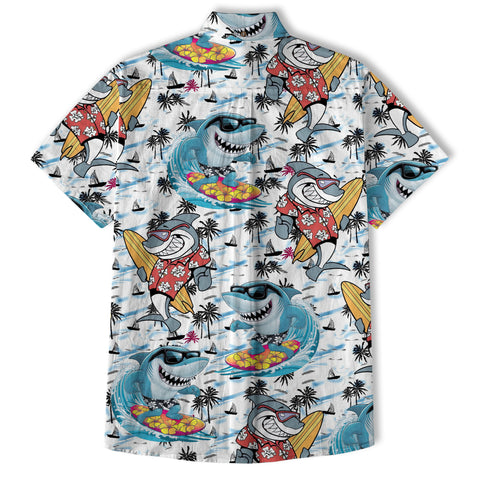 Sharks Aloha Hawaiian Shirt, Beach Summer Shark Surfing Hawaiian Shirt - The Palmix