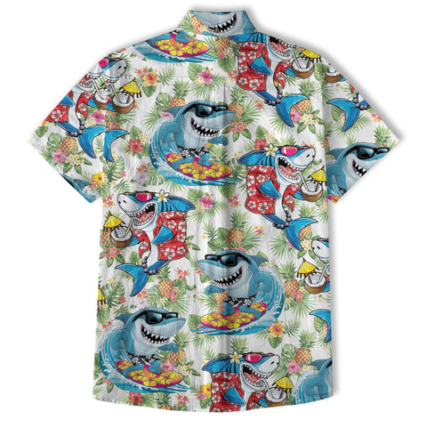 Sharks Aloha Hawaiian Shirt, Summer Shark Surfing Hawaiian Shirt - The Palmix