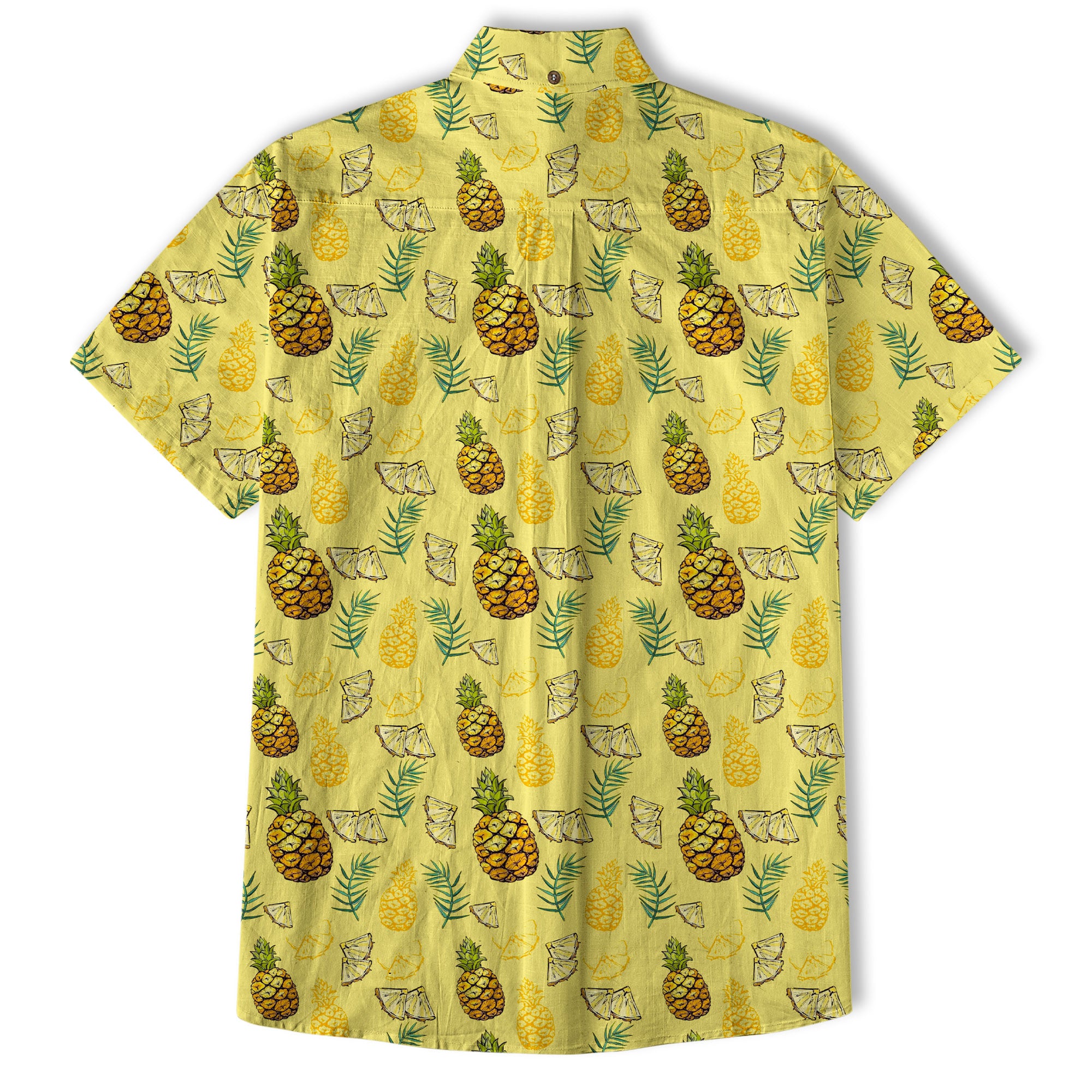 Tropical Floral Pattern Hawaii Shirt, Tropical Pineapple Print Hawaiian Shirt - The Palmix