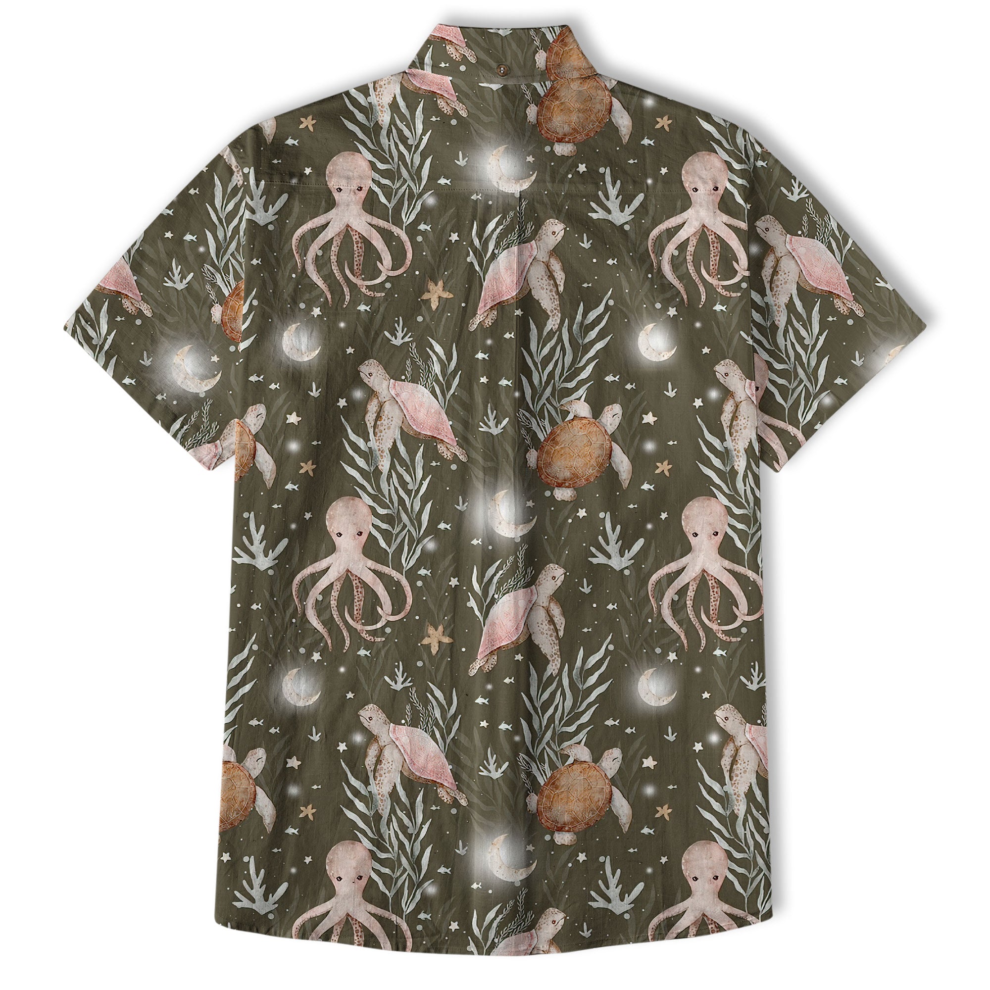 Ocean Animals Hawaiian Button Up Shirt, Turtle Summer Beach Shirt - The Palmix