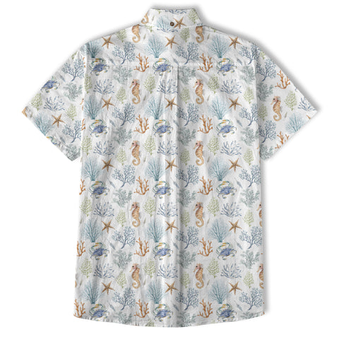 Ocean Animals Hawaiian Button Up Shirt, Optopus Summer Beach Shirt - The Palmix