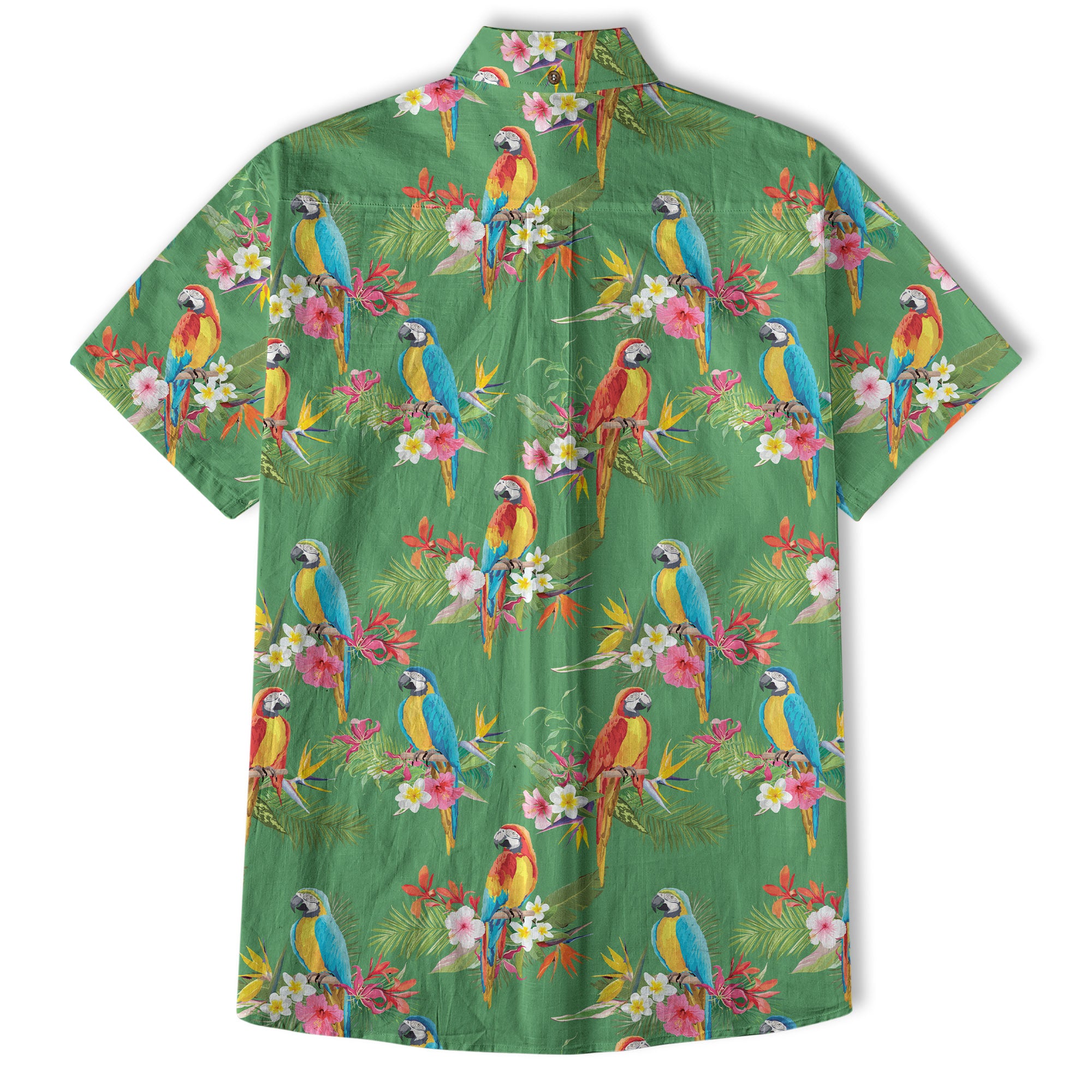 Parrot Hawaiian Button Up Shirt, Aloha Pattern Summer Beach Shirt - The Palmix