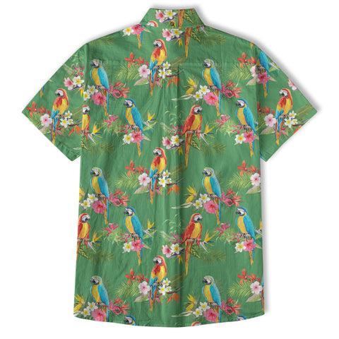 Parrot Hawaiian Button Up Shirt, Aloha Pattern Summer Beach Shirt - The Palmix