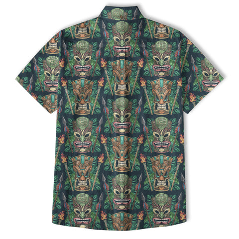 Exotic Tiki Mask Pattern Hawaii Shirt for Men - The Palmix