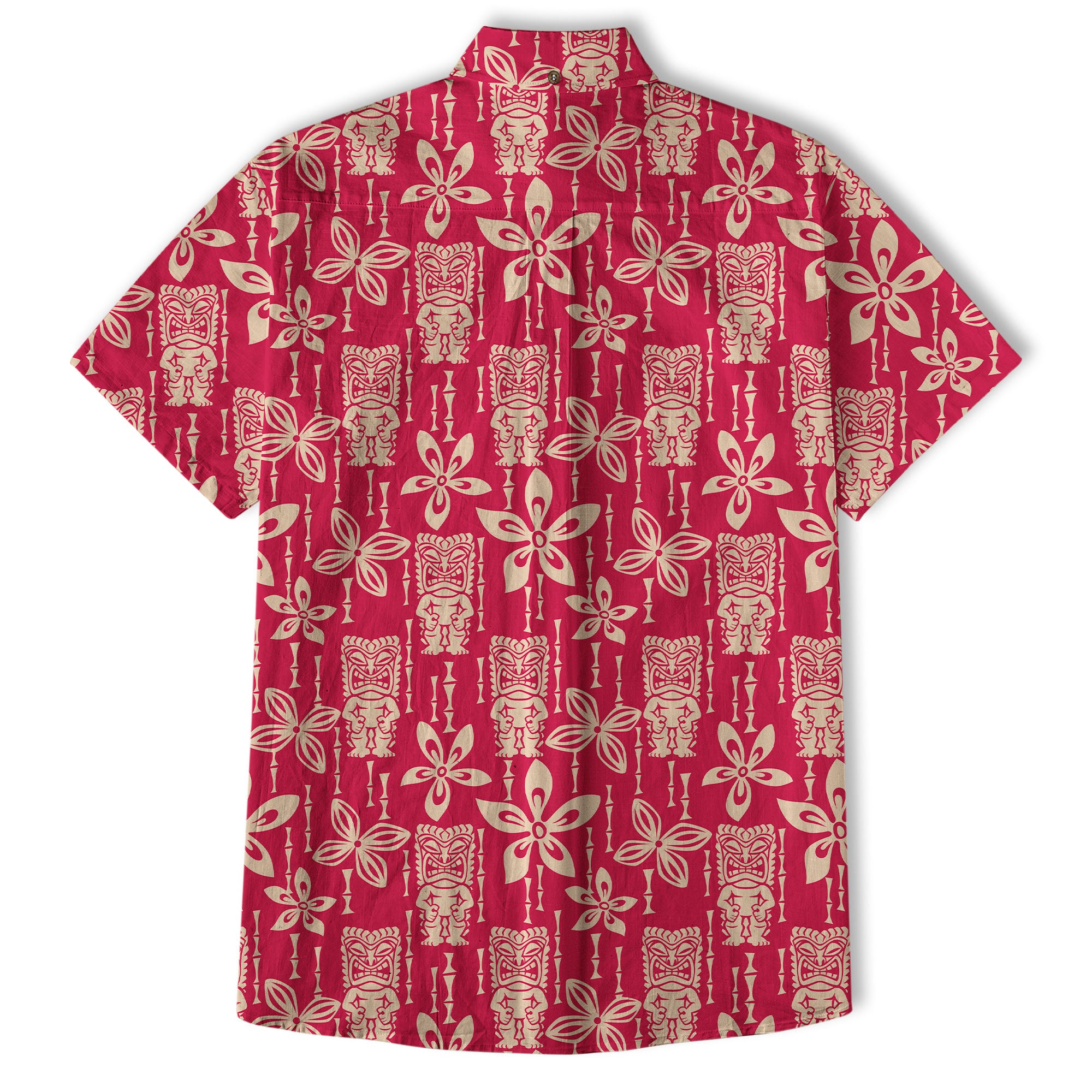 Tiki Mask Pattern Hawaii Shirt for Men, Aloha Flowers Hawaii Shirt - The Palmix