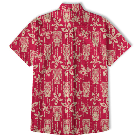 Tiki Mask Pattern Hawaii Shirt for Men, Aloha Flowers Hawaii Shirt - The Palmix
