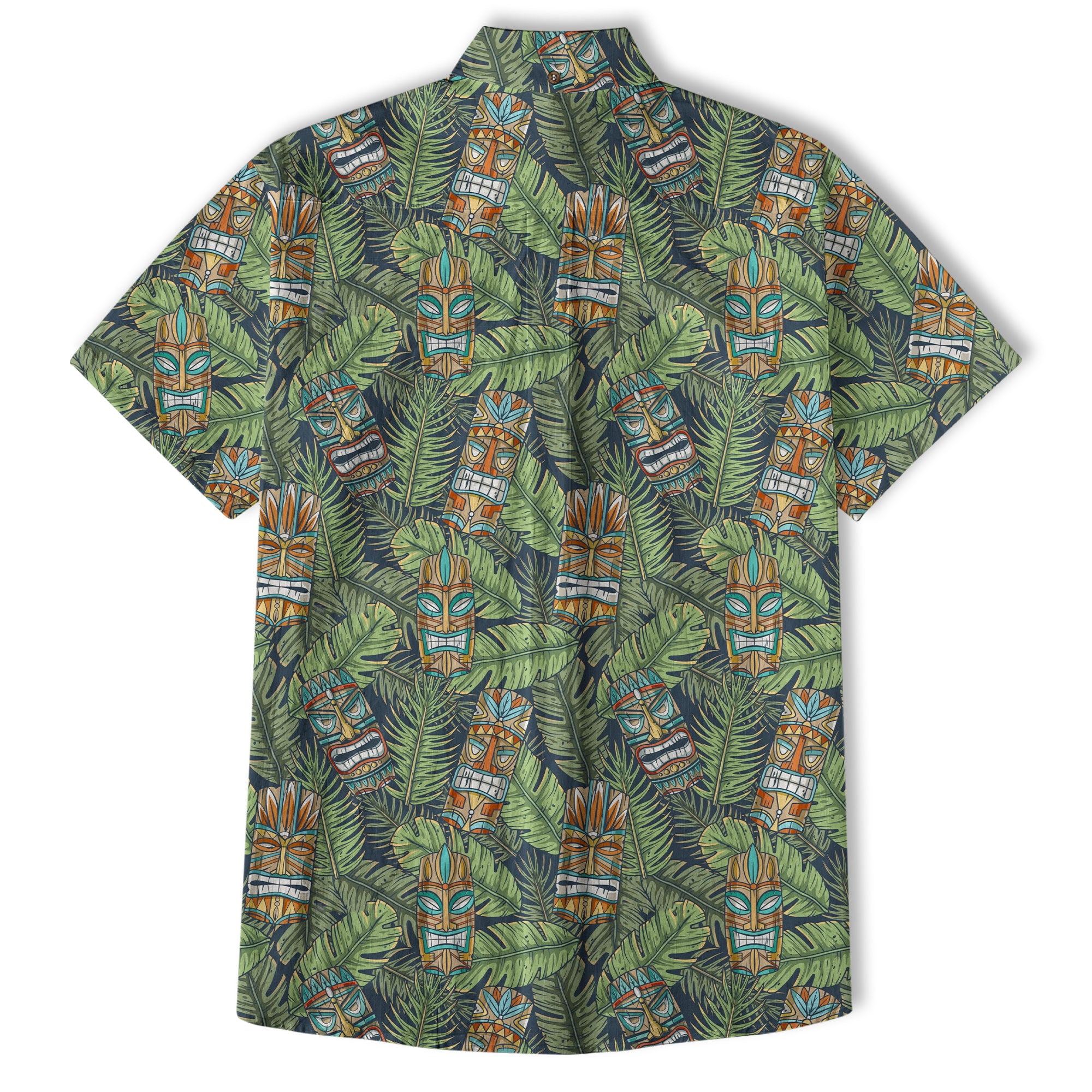 Surfing Tiki Mask Pattern Hawaii Shirt for Men, Aloha Flamingo Pattern Hawaii Shirt - The Palmix