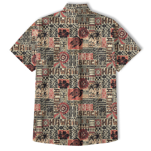Hawaiian Tapa Style Tribal Pattern Shirt - The Palmix