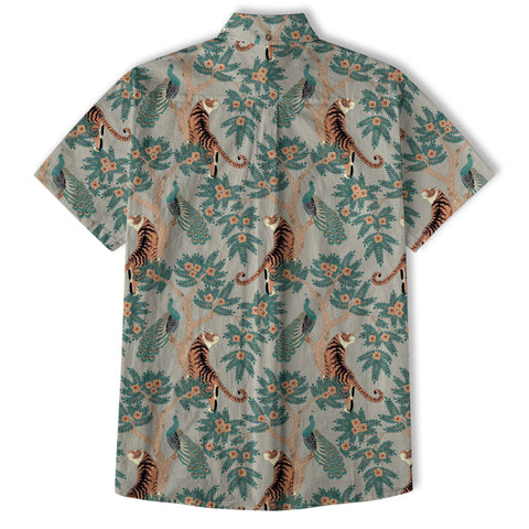 Tiger And Peacock Jungle Aloha Hawaiian Shirt - The Palmix
