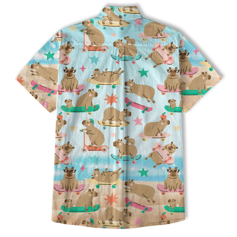 Tropical Capybara Hawaiian Shirt Aloha Funny Beach Capybara Shirt - The Palmix