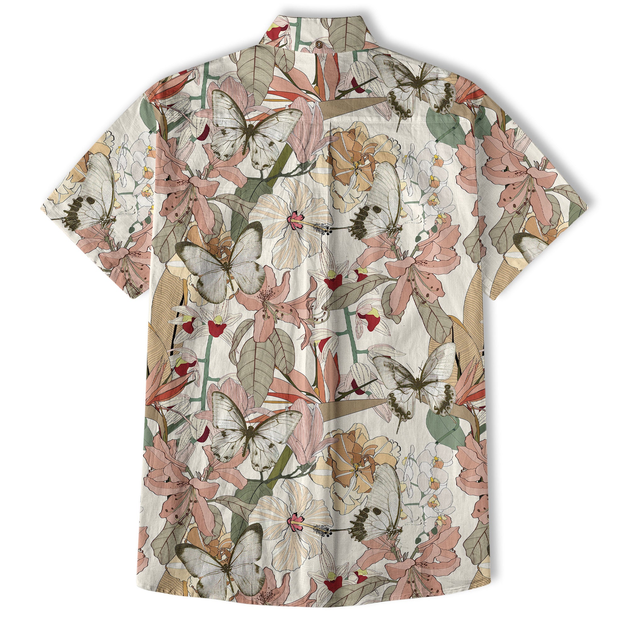 Vintage Tropical Parrots Butterfly Hawaiian Shirt Colorful Garden Flowers Shirt - The Palmix