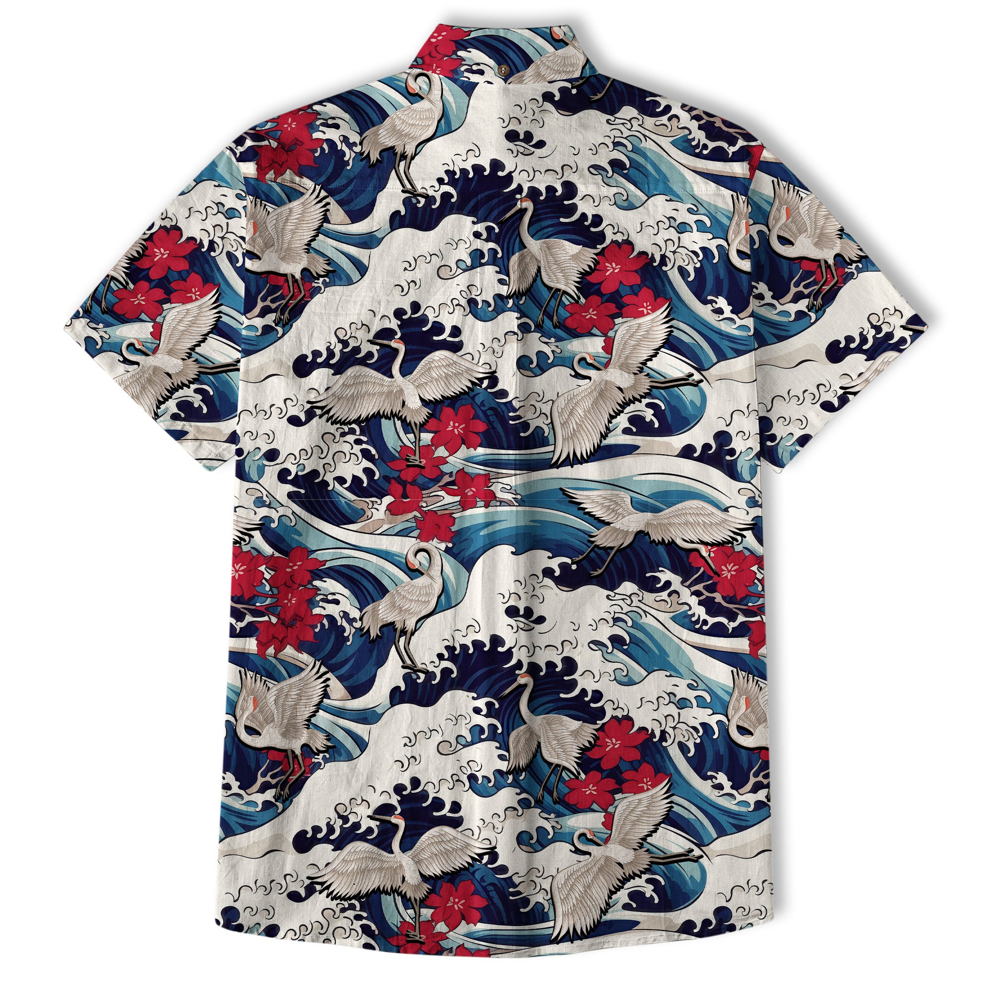 Crane Sakura Japanese Hawaiian Shirt Ocean Wave Koi Carp Fish Hawaiian - The Palmix