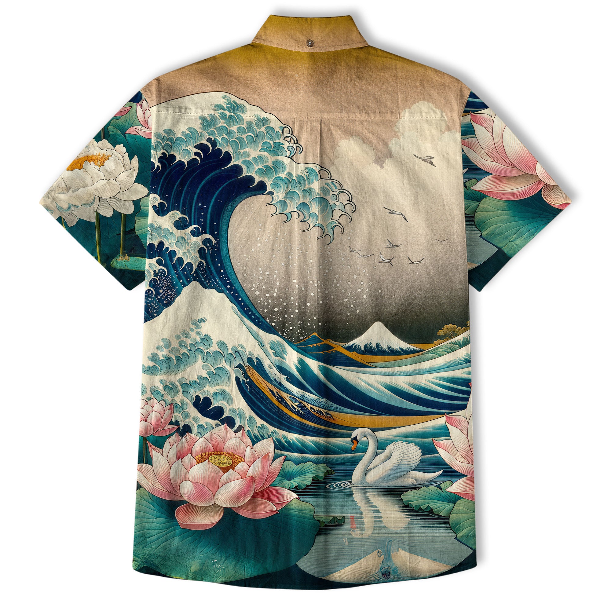 Crane Sakura Japanese Hawaiian Shirt Ocean Wave Koi Carp Fish Hawaiian - The Palmix