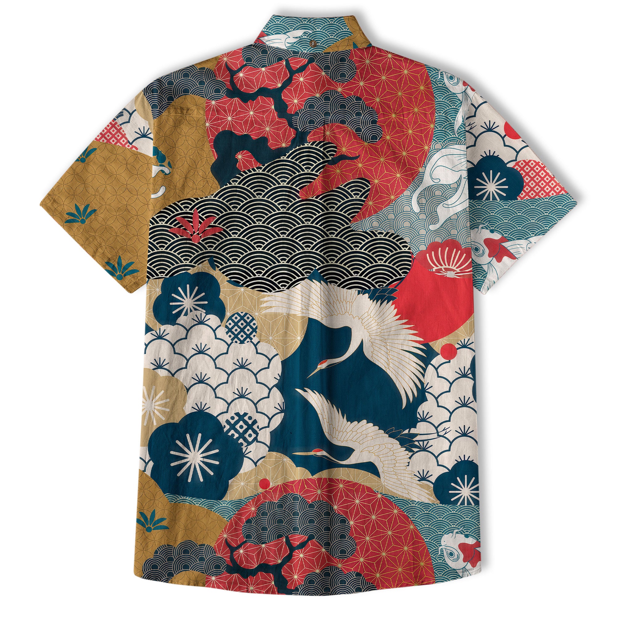 Crane Sakura Japanese Hawaiian Shirt Ocean Wave Koi Carp Fish Hawaiian - The Palmix