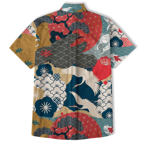 Crane Sakura Japanese Hawaiian Shirt Ocean Wave Koi Carp Fish Hawaiian - The Palmix