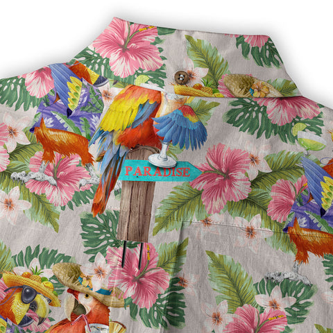 Parrot Aloha Hawaiian Shirt, Parrot Cocktail Hawaiian Shirt - The Palmix