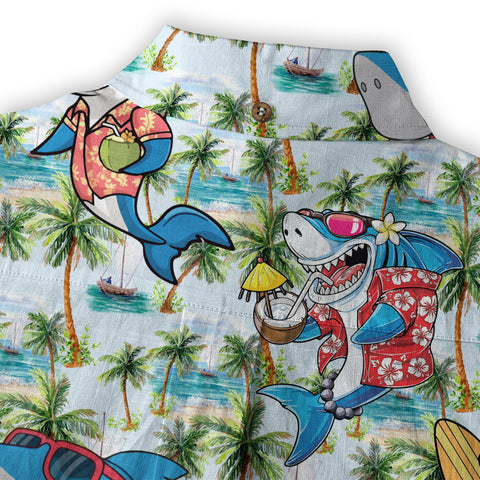 Sharks Aloha Hawaiian Shirt, Shark Surfing Hawaiian Shirt - The Palmix