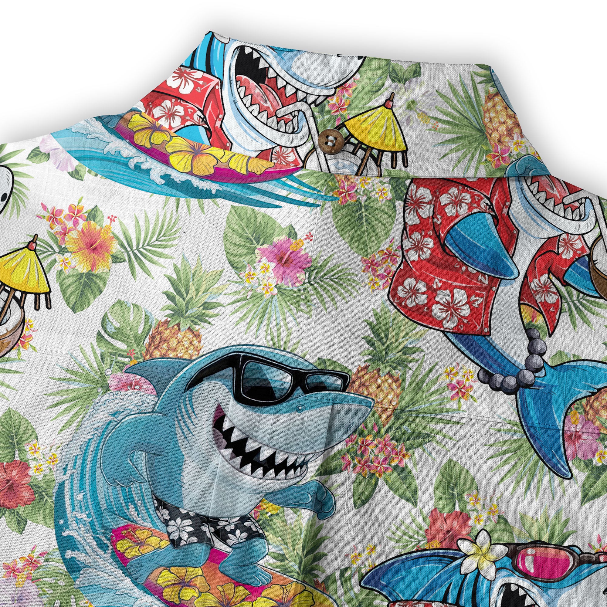 Sharks Aloha Hawaiian Shirt, Summer Shark Surfing Hawaiian Shirt - The Palmix