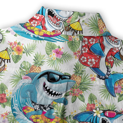 Sharks Aloha Hawaiian Shirt, Summer Shark Surfing Hawaiian Shirt - The Palmix