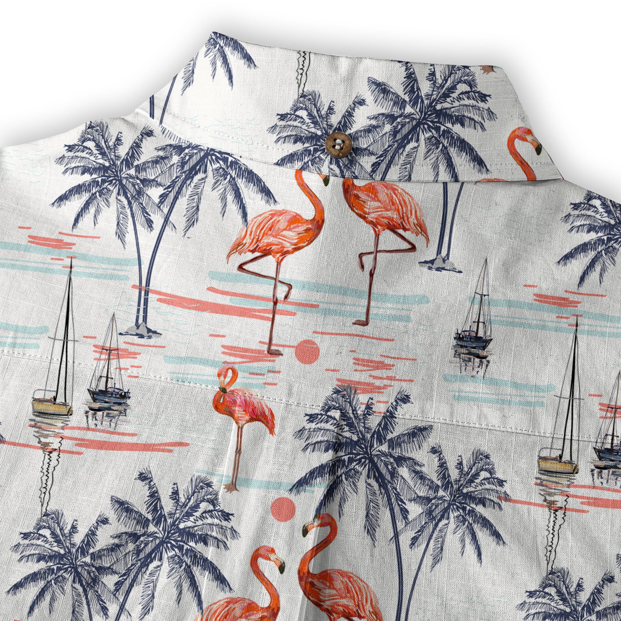Hawaiian Flamingo & Coconut Tree Print Hawaii Shirt - The Palmix