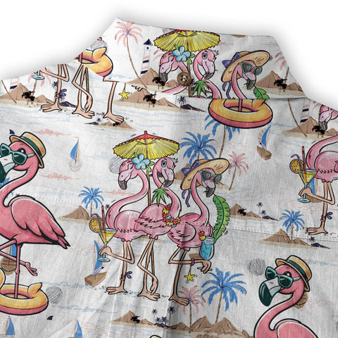 Flamingo Aloha Hawaii Shirt, Flamingo Summer Beach Hawaii Shirt - The Palmix